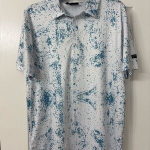 Yatta Men's White and Blue Patterned Shirt